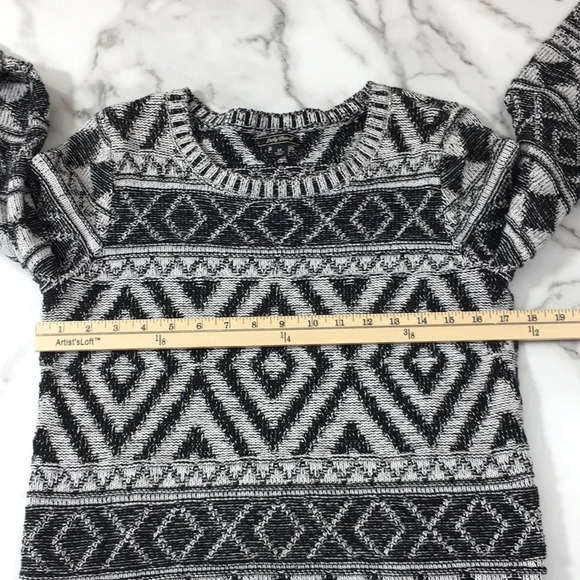 Lucky Brand Black White Jacquard Knit Sweater - Picture 6 of 12
